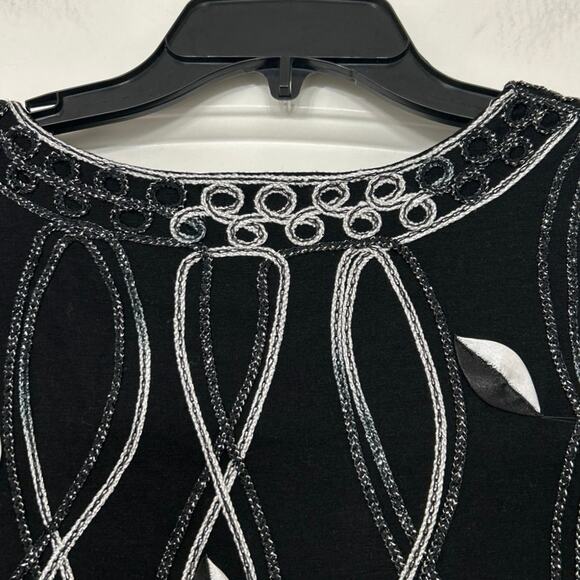 Objects D’art Vintage 90s Y2K All Over Embroidered Metallic Short Sleeve Top Med - Picture 9 of 11